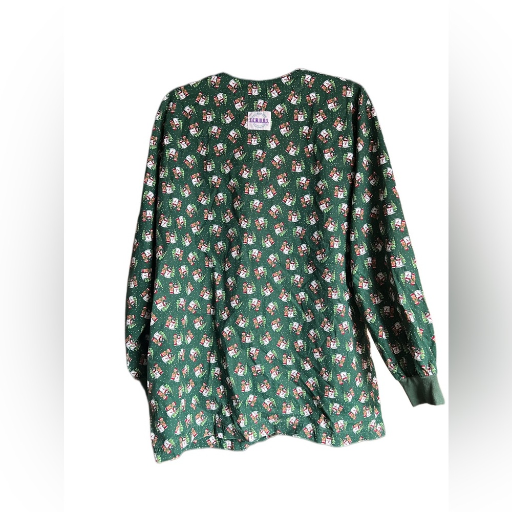 Christmas SCRUBS Green Button up Size Medium - Picture 2 of 4